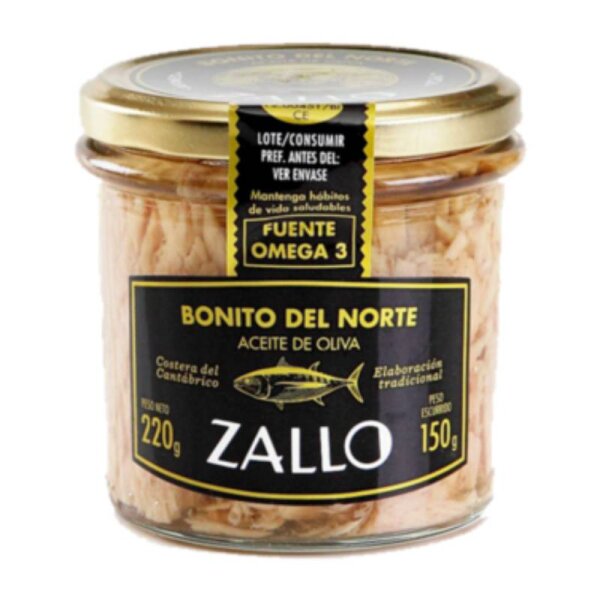 Weisser Thunfisch in Olivenöl Bonito del Norte ZALLO (Glas), 220/150g