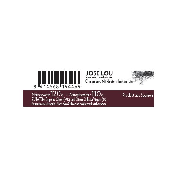 Olivenpaste Tapenade Schwarze Empeltre José Lou, 120/110g