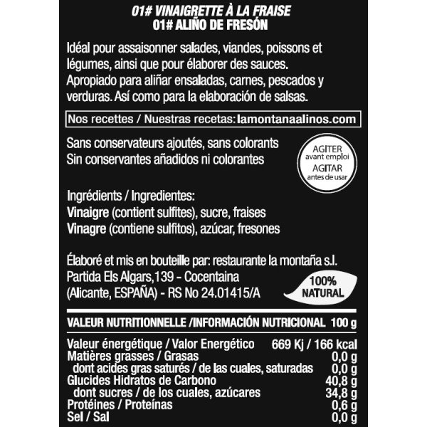 Dressing Fresa (Erdbeeren) La Montana Alinos, 250ml