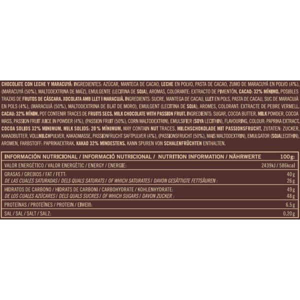 Hojas Finas Milchschokolade mit Passionsfrucht in dekorativer Blechdose Chocolate Amatller, 60g