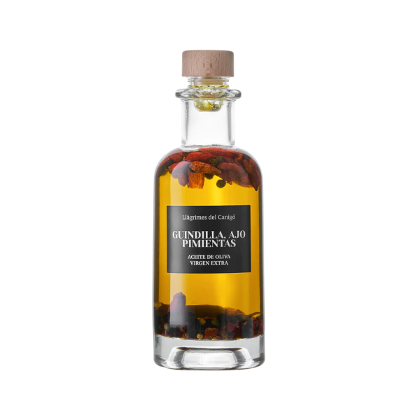 Olivenöl Argudell mit Chili-, Knoblauch- und Paprika Llagrimes del Canigo, 250ml