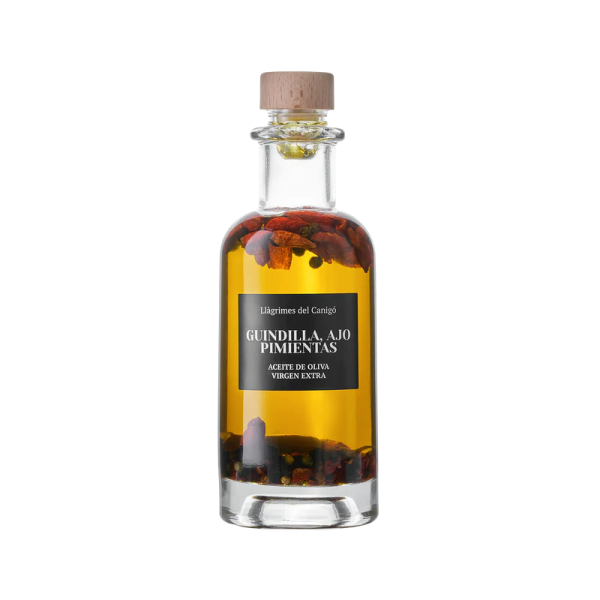 Guindilla Argudell-Olivenöl aromatisiert mit Chili-, Knoblauch- und Paprika Llagrimes del Canigo, 250ml