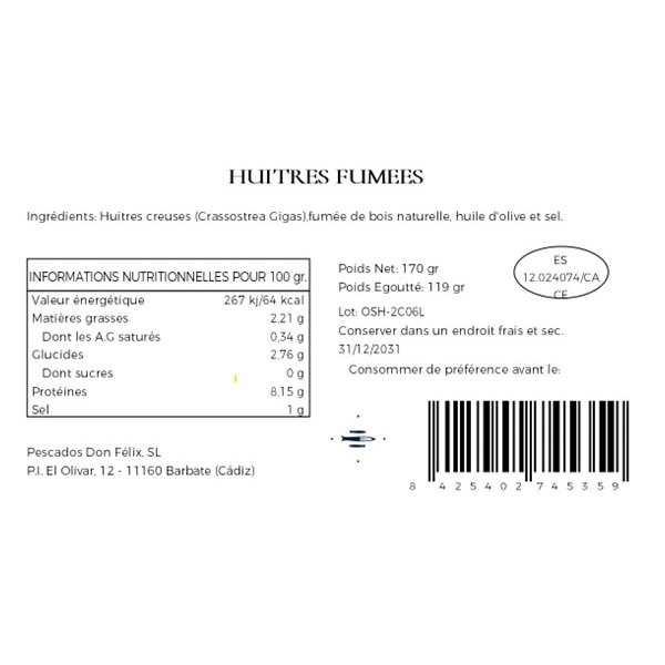 Ostras ahumadas geräucherte Austern Felisa Gourmet, 170g