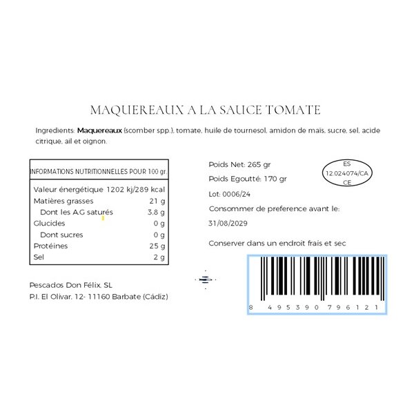 Caballa en tomate Makrele in Tomate Felisa Gourmet 265g