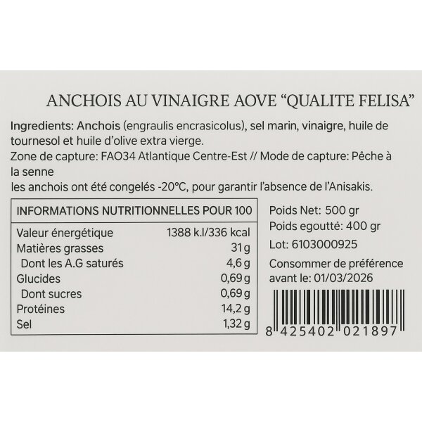 Boquerones en vinagre Sardellen in Weinessig Felisa Gourmet 70/75 Stk., 500g