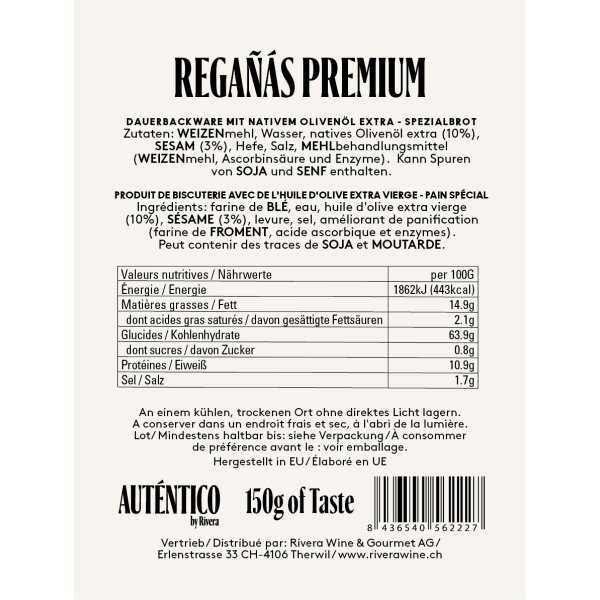 Reganas Premium EVOO AUTENTICO Tapas-Brot,150g