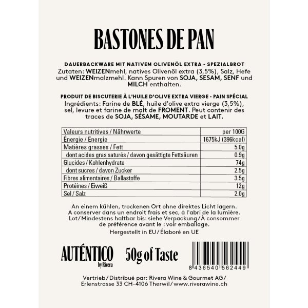 Bastones mit Olivenöl AUTENTICO Grissini-Brot,50g