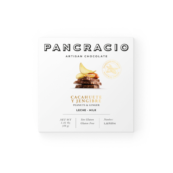 Schokoladentafel mit Erdnüssen und Ingwer Mini Bar PANCRACIO, 40g
