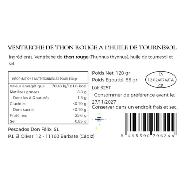 Felisa Atun rojo Ventresca, 120g/85g
