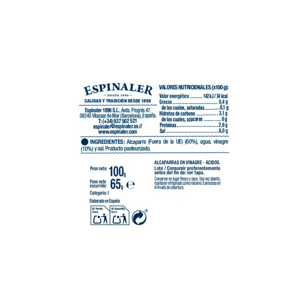 Kapern im Essig Espinaler / Alcaparras mini 100g/65g