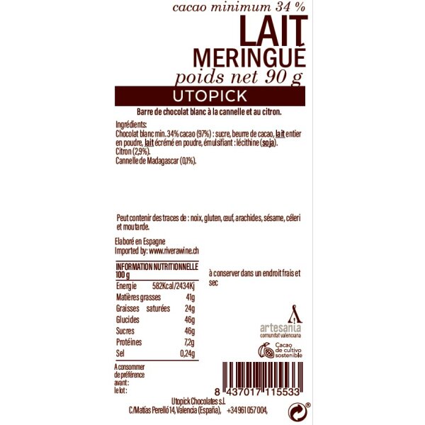 Weisse Schokolade Crema Catalana Utopick, 80g