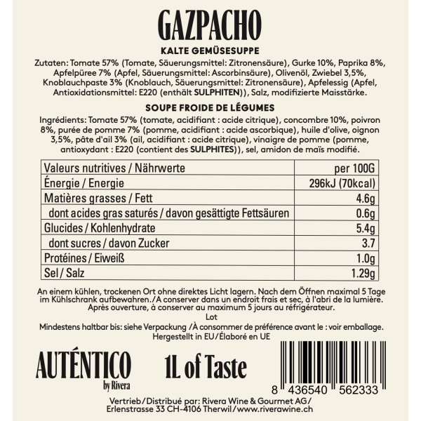 Gazpacho Andaluz AUTENTICO, 1L