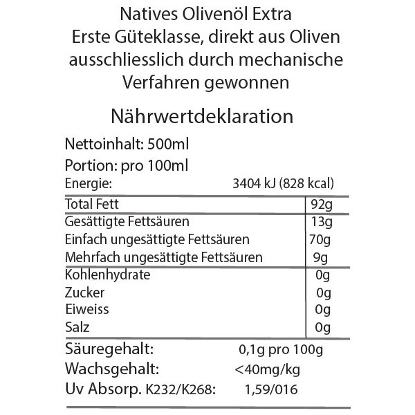 Olivenöl Extra Virgen Arbequina BLANCA O Med, 250ml