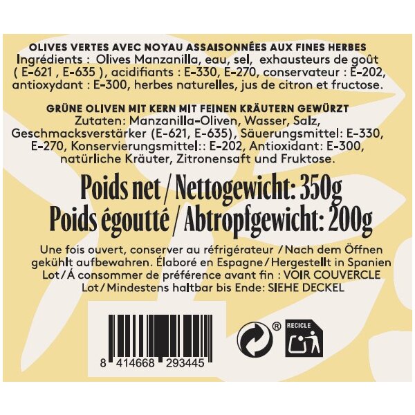 Oliven gewürzt Finas Hierbas & Harisa, AUTENTICO 200g