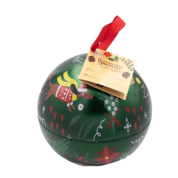 Weihnachtskugel gefüllt mit Keksen BIO Biscuterie Provence 80g