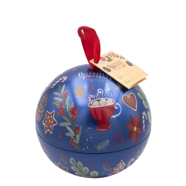 Weihnachtskugel gefüllt mit Keksen BIO Biscuterie Provence 80g
