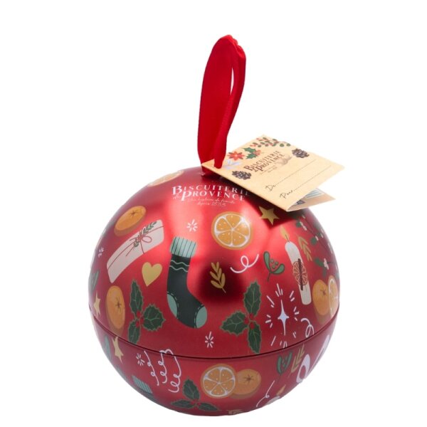 Weihnachtskugel gefüllt mit Keksen BIO Biscuterie Provence 80g