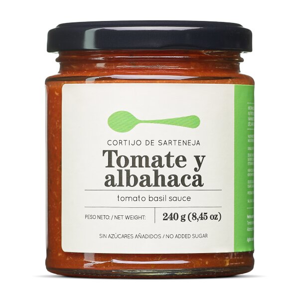 Salsa Tomate & Basilikum (Albahaca) Cortijo de Sarteneja Gourmet, 240g