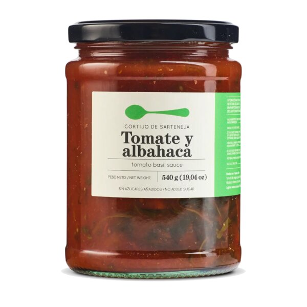Salsa Tomate & Basilikum (Albahaca) Cortijo de Sarteneja Gourmet, 540g
