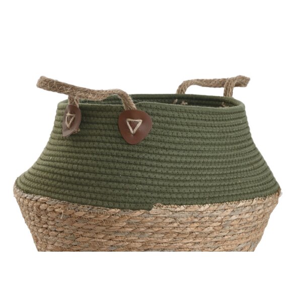 Korb IT GROSS aus Seegras und Baumwolle grün/natur
