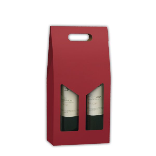 Geschenkkarton CL für 2 Flaschen, mit Fenster in ROT