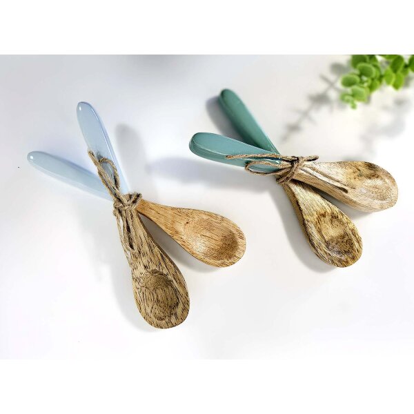 Löffel Cucharas TV Holz Esmalt SET 4, 14cm