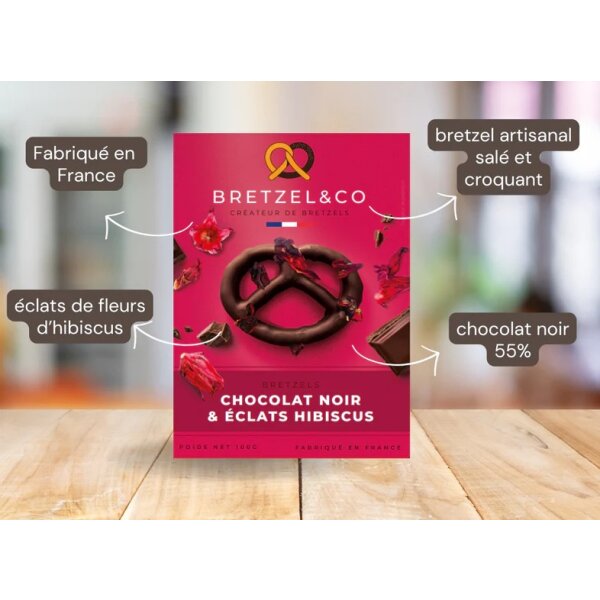 Bretzel schwarze Schokolade mit Hibiskusblüten 100g Bretzel & Co.