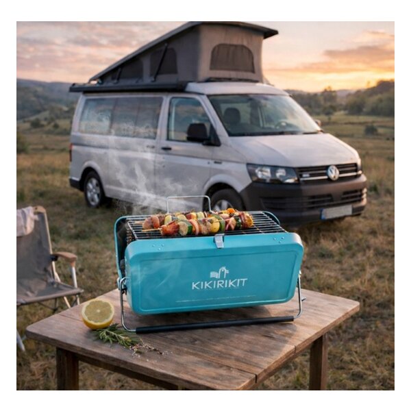 BBQ Mini Grill Turquoise Kikirikit Inox