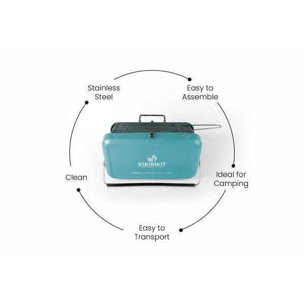 BBQ Mini Grill Turquoise Kikirikit Inox